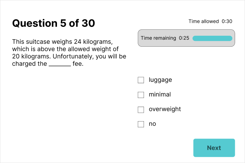 Emirates English Test Interface